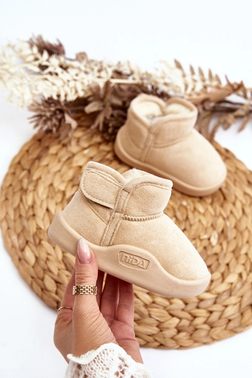 Śniegowce Dziecięce Ocieplane Futerkiem Beżowe Benigna