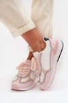 Sneakersy Damskie Z Eko Skóry Różowe Kelira