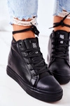 Skórzane Trampki Na Koturnie Big Star EE274127 Czarne