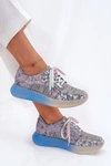 Skórzane Półbuty Sneakersy Damskie Na Platformie Maciejka 06776A-06 Niebieskie