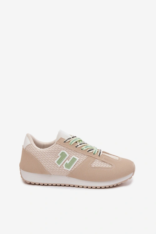 Sneakersy Damskie Z Ozdobnym Sznurowaniem Beżowe Henira