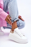 Damskie Buty Sportowe Na Masywnej Platformie Biało-Złote Mariell 