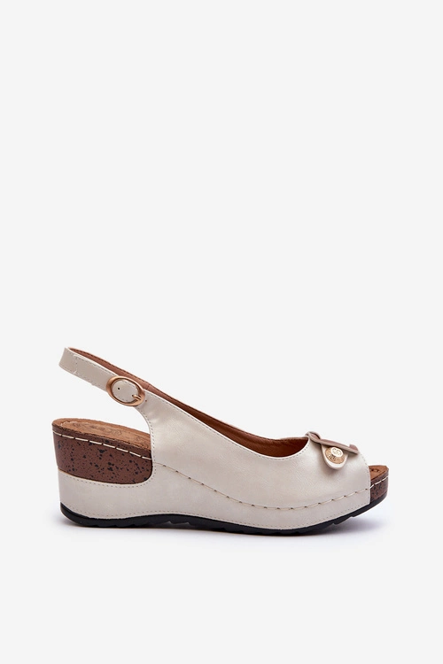 Damskie Lekkie Sandały Na Koturnie Comfort Shoes Srebrne Efravia