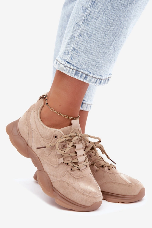 Sneakersy Damskie Ciemnobeżowe Shaley