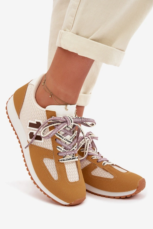 Sneakersy Damskie Z Ozdobnym Sznurowaniem Żółte Henira