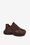 Sneakersy Damskie Ze Zdobieniem Czekoladowe Amselle