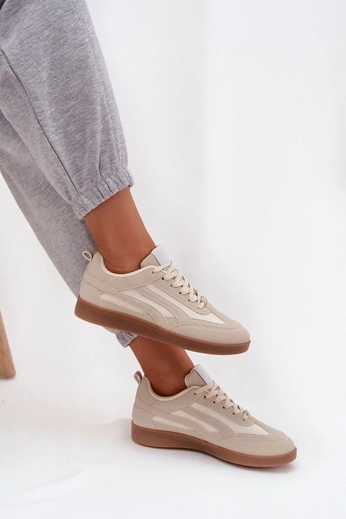 Sneakersy Damskie Beżowe Hanelor