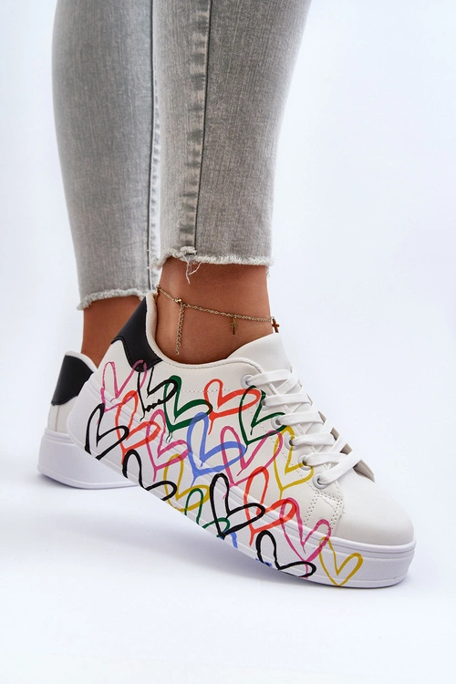 Damskie Sneakersy Z Sercami Białe Claral