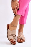 Damskie Zamszowe Klapki Lewski Shoes 3226 Beżowe